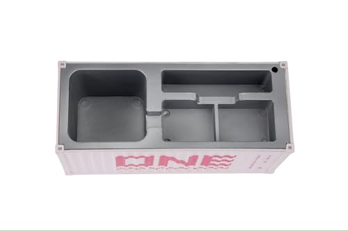 Image of Neonix Desk Organizer Office Supplies Multi Function Shipping Container Style Storage Box Pen Pencil Business Card and Remote Control Holder for Office and Home Gray (Container Storage 3)