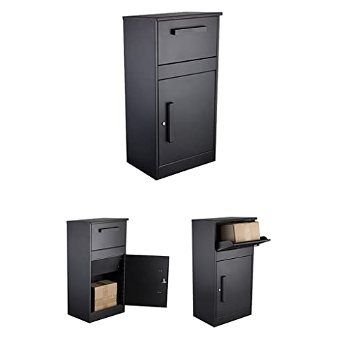 Package Delivery Boxes With Lock, Outdoor Galvanized Sheet Large Mailbox, Letterbox Secure Parcel Storage With Anti Theft For Home/Outside, Black #TOP3