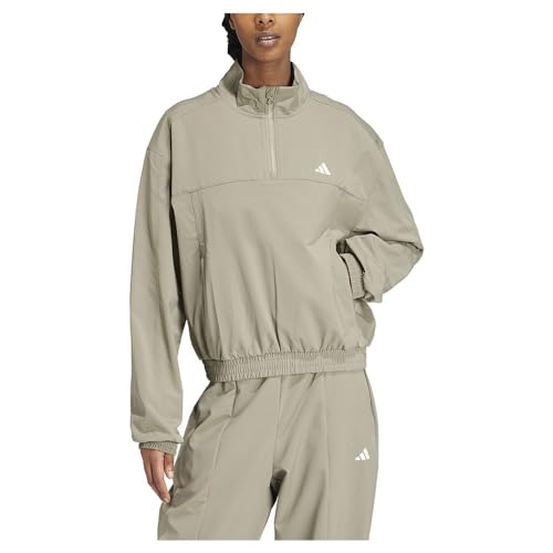 adidas Mujer AEROREADY Train Essentials Woven Quarter-Zip Track Jacket, silver pebble, S