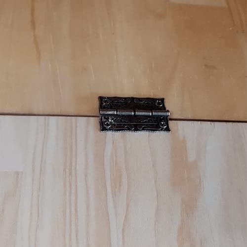 Dophee 2Pcs Antique Decorative Hinges Engraving Design For Smaller Jewelry Boxes Wooden Cases Doll Rooms Gift Boxes Cabinets Drawers, 1.42"X0.91" #TOP4