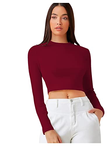 Image of Dream Beauty Fashion Women's Casual Round Neck Long Sleeves Stylish Crop Top - 17 inch Inches (Tee-Tally 02)