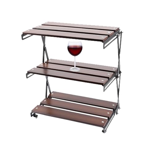 Samuliy Estante plegable para camping, organizador plegable de escritorio de picnic de 3 capas, organizador de estantería de camping resistente, almacenamiento doméstico para cocinar en interiores y