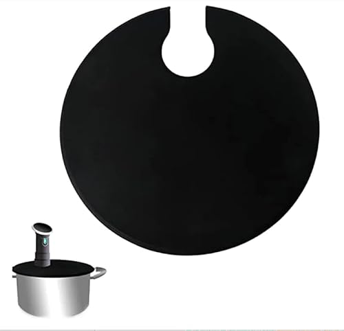 JYYWTSI Pokrywka Sous Vide z Silikonu 28 cm z Otworem, zestaw z małymi szczypcami do koreańskiego BBQ, pokrywka ograniczająca parowanie, do sous vide, patelni i grilla