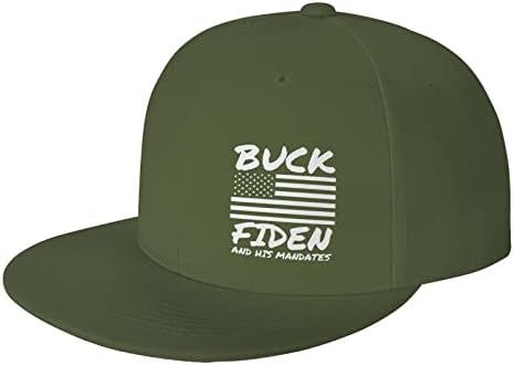 Buck Fiden and His-Mandates Hats Flat Bill Brim Moss Green Adjustable Baseball Cap Dancing Hip Hop Trucker Hat for Men Women