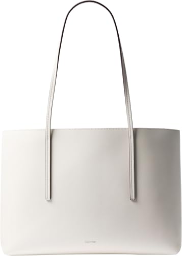 Calvin Klein Foil Logo Tote W/Pouch Lv04f3274g, Bolsa de Mano para Mujer, White (White Alyssum), One Size