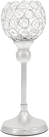 SA Products Crystal Candle Holders - Silver Living Room Decoration - Glass Ornaments for Home - Wedding Decor, Christmas Dinner Table Decorations - Housewarming, Birthday, Wedding Gifts - 33cm, 2-Pack