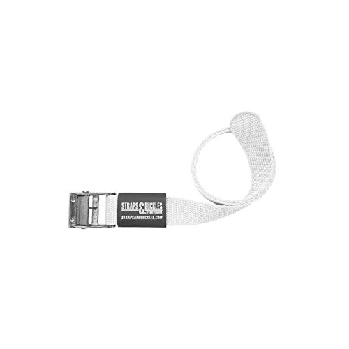 Straps & Buckles - Cinch Tie Down CAM Cargo Utility Lashing Straps - 1" Wide Heavy Duty Webbing (24" LWCAM - 6 PK, White) - Thumbnail 2
