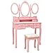 vidaXL Coiffeuse avec Tabouret et Miroir Pliable en 3 Table de Maquillage Table de Toilette Cosmétique Boudoir Chambre Maison Intérieur Rose