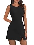 NIASHOT Black Athletic Golf Dress for Women Spring Tennis Bodycon Workout Active Skort Dress Casual Graduation Date Summer Outfits Built in Shorts with Pockets 2026 A-Black L