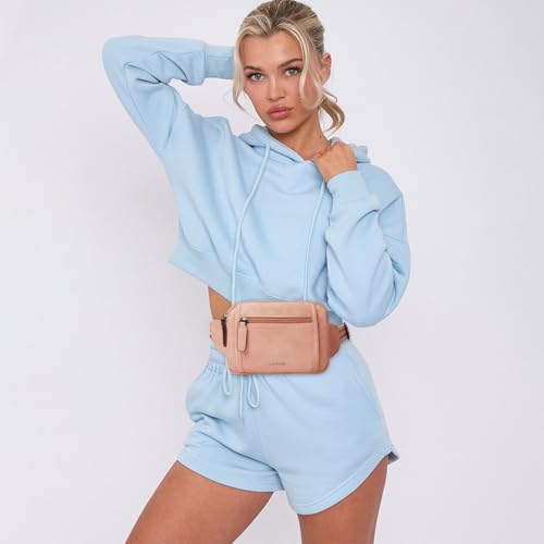Image of LATMAP 3L TRIPLE ZIP Fanny Packs Belt Bag For Women Men Crossbody Waist Pack Sling Chest Bum Travel Bag Purse Faux Leather Fashion Cute Light Pink