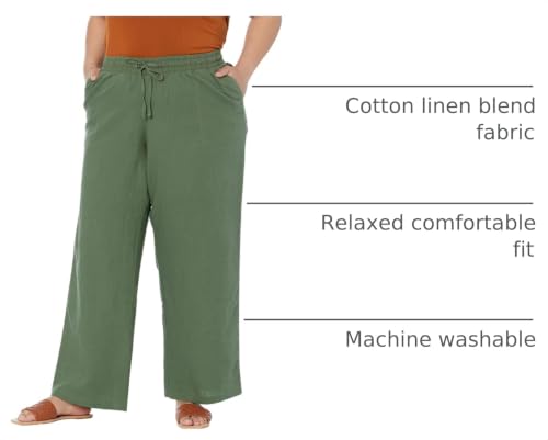Image of Amazon Essentials Women's Linen Blend Drawstring Relaxed Fit Wide Leg Pants (Available in Plus Size)