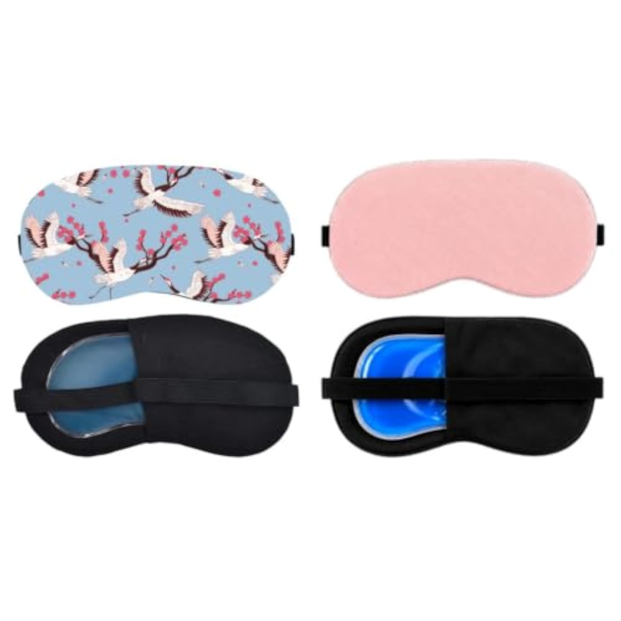 Sleeping Eye Mask Combo Pack of 2, Pastel Floral & Pink Plain