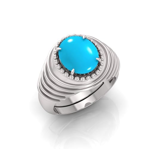 Bague turquoise argent sterling 13,25 ratti Firoja ajustable pour homme femme Ch11
