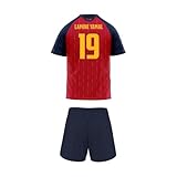 RFEF - Réplica Oficial de la Primera Equipación de la Selección Española de Fútbol 2026 - Minikit Pantalón y Camiseta de Lamine Yamal para Niño Unisex - 100% Poliester Transpirable - Talla 10 Años