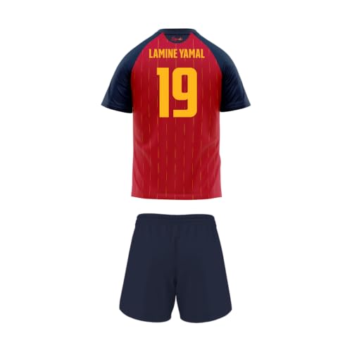 RFEF   Réplica Oficial de la Primera Equipación de la Selección Española de Fútbol 2026   Minikit Pantalón y Camiseta de Lamine Yamal para Niño Unisex   100% Poliester Transpirable   Talla 12 Años