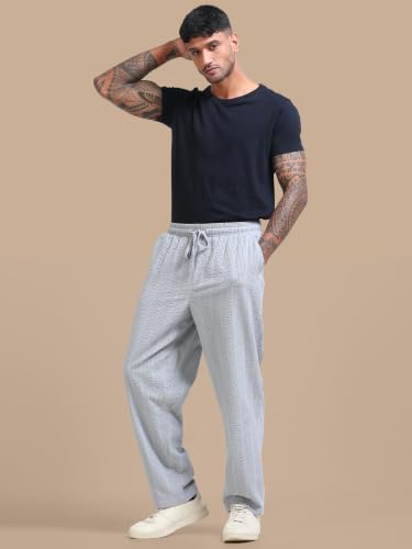 Image of StitchX Men's Airport Look Textured Seersucker Cotton Jogger Trousers S-4XL