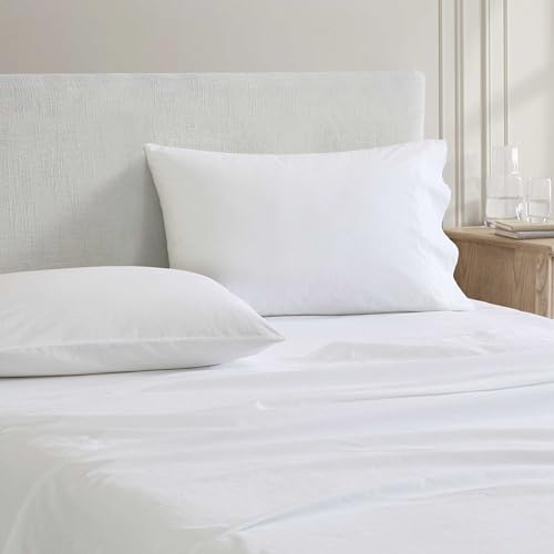 Image of Martha Stewart - Full Size Sheets Set, Crisp & Tailored Cooling Sheets with a Smooth Cotton Percale Lightweight Feel - Bed Sheets with Matching Pillowcases & Fitted Sheet (Lilly Pond Leaf Pink)
