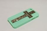 Studded Cross Iphone 4 Case Ultra Thin Mint Green with Sliver Pyramid Studs Stud Cool