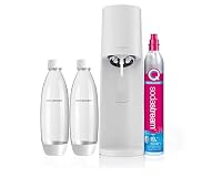 sodastream Terra White Value Pack x2 Water Carbonator with 2 Dishwasher-Safe 1 Litre Spray Bottles and 1 CO2 Cylinder Quick Connect for Carbonated Drinks up to 60 Litres