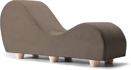 Image of Faux Leather Yoga Stretch Chair Couch - Play, Relax & More | Love Seat for Couples, Fun, & Flexibility! (Mocha)