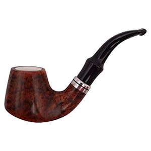 GERMANUS Tabakpfeife – Made in Italy – Pfeife Bent mit Meerschaum Einsatz und Pfeifenbeutel, 9mm Filter, Nr. 14