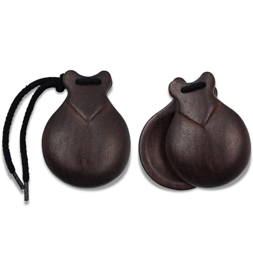Professional Flamenco Jale Spanish Castanets - Palo Santo Hardwood, Dark Brown Finish, Authentic Sound, Made in Spain for Performances & Advanced Dancers