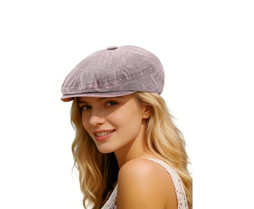 KeepSa Newsboy Flat Cap for Men Women Adjustable Washed Cotton Hat