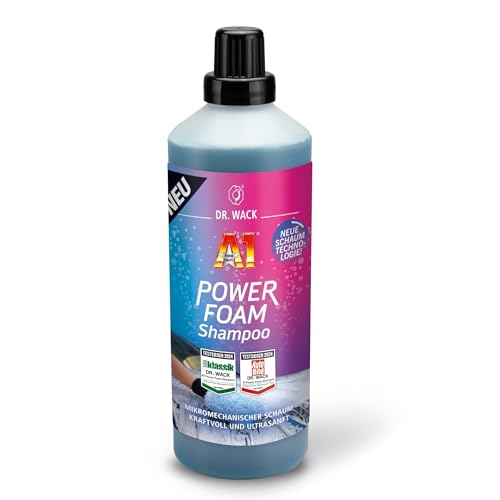 DR. WACK - A1 Power Foam Shampoo 1 Liter - Autoshampoo für Vorreinigung & Handwäsche - Kraftvoller & schonender Schaumreiniger - biologisch abbaubar - für alle Lackarten - Hochwertige Autopflege