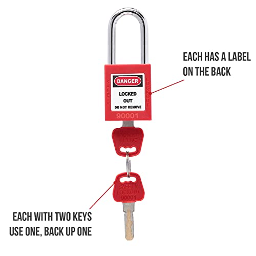 Lockout Tagout Locks Loto Tags Lockout Locks Keyed Different Loto Safety Padlocks Lock Out Tag Out Kit For Lockout Station (50Locks/50Tags, Red) #TOP3