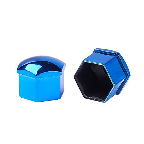 Image of Blueshyhall 21mm Wheel Lug Nut Cover Bolt Caps Anti-Rust Car Tire Nut Cover with Removal Tool (Pack of 20) - Chrome Blue
