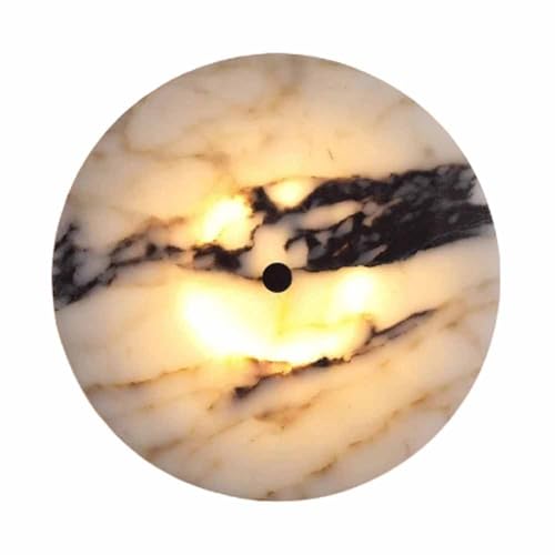 TRIVIDHA Aplique De Pared Redondo De Alabastro, Moderno Aplique De Pared De Mármol De Mediados De Siglo, Lámpara De Pared Circular De Piedra De 11.8', Lámpara De Tocador De Baño Para Sala Estar Y Come
