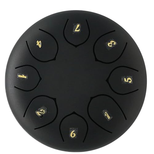 Outdoor 6-Inch Steel Tongue Drum, 8-Note Rain Drum, Portable Sound Healing Instrument For Garden & Meditation, Matte Black