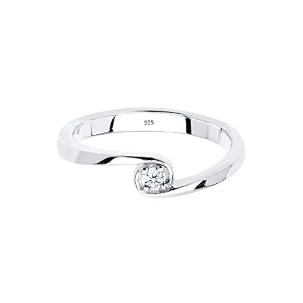 Elli DIAMONDS Anello Donne Solitario Fidanzamento con Diamante (0,03 ct.) in Argento Sterling 925