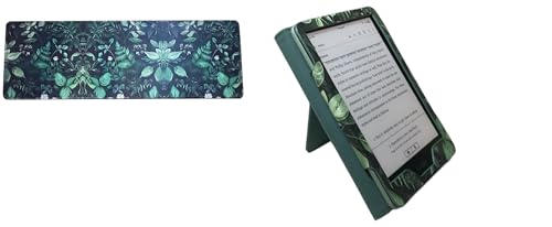 Tropical Green Kindle Paperwhite Case with Stand & Matching Desk Mat (90x30 cm / 35.4x11.8 in) – Auto Wake/Sleep Cover for E-Readers – Stylish Reading & Desk Set for Nature Lovers