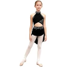 easyforever Kids Girls Shiny Backless Ballet Leotard Dress Lyrical Jazz Latin Dance Dress Modern Contemporary Dancewear