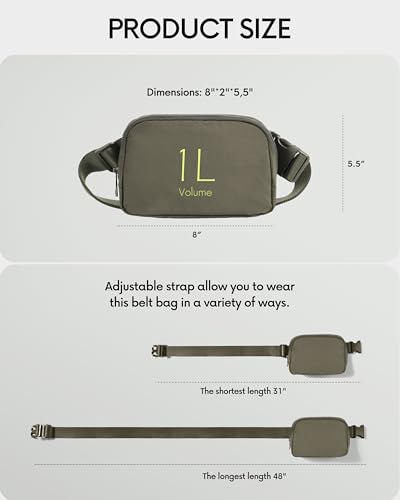 Image of ODODOS Unisex Mini Belt Bag with Adjustable Strap Small Fanny Pack for Workout Running Traveling Hiking, Dark Umber