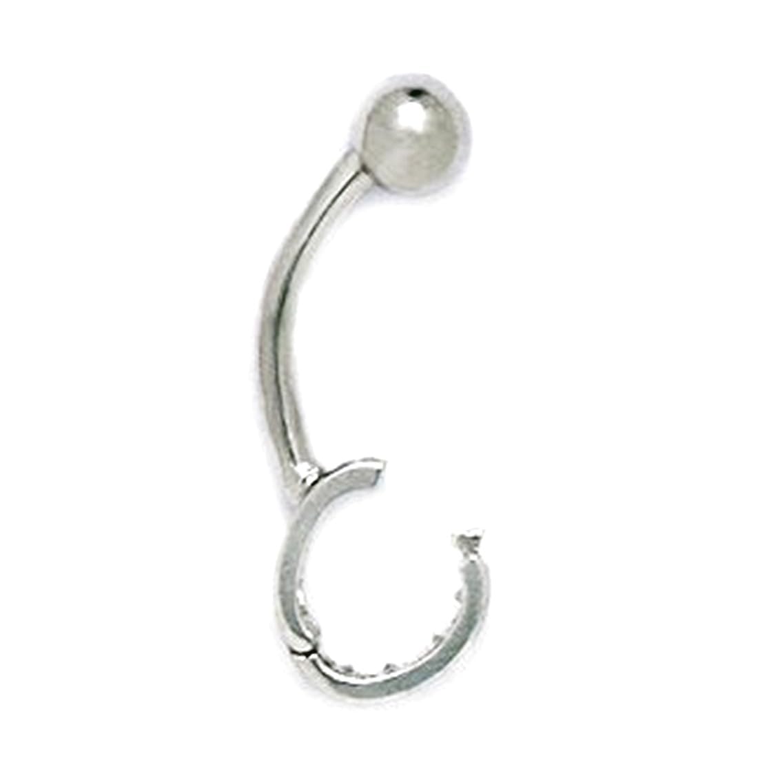 Bauchnabelring aus 14 Karat Weißgold, Zirkonia, künstlicher Diamant, 14 Gauge, halber Kreis, Maße: 23 x 5 mm, Schmuckgeschenk für Frauen, Metall, Zirkonia