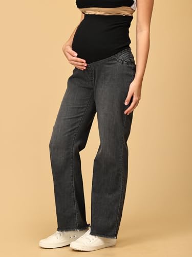 Image of The Mom Store Maternity Jeans for Women | Stretchy & Comfortable Denim Pants | Breathable & All-Day Comfort | Pre and Post Pregnancy Wear for New Mom Pant