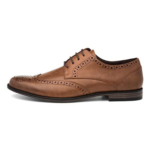 BECKETT Billy Mens Lace Up Tan Brogue Shoe - Size 9 UK - Brown