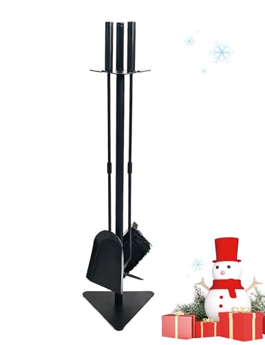 Tomersun Small 23 Inch Fireplace Tools Set Indoor 4 Pcs Fireplace Tools with Fireplace Poker, Shovel, Broom, Fireplace Tool Stand