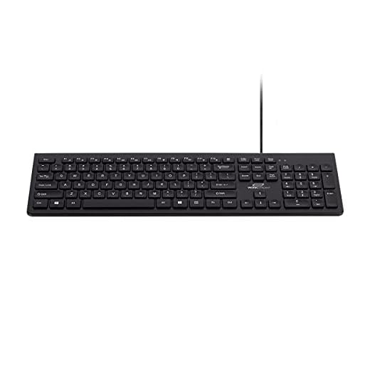Monoprice Low-Profile Spill-Resistant Silent Keyboard – Membrane Water-Resistant Coating 10 Million Keystrokes - Workstream Collection,Black