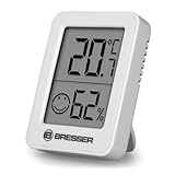 BRESSER ClimaTemp Thermo-Hygrometer – Digitales Thermometer & Hygrometer für Innenräume mit Luftfeuchtigkeitsmesser, Raumklima-Indikator, Smiley-Anzeige, Magnet, Wandhalterung & Standfuß, Weiß