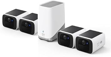 eufy Security S220 SoloCam 4-Cam Pack with Homebase 3, Solar Security Camera, Wireless Outdoor Camera, Continuous Power, 2K Resolution, Wireless, 2.4 GHz Wi-Fi, No Monthly Fee, HomeBase 3 Compatible