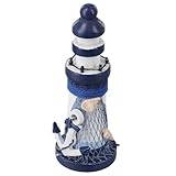 FACAIIO Adorno de faro de madera hecho a mano, estilo rústico mediterráneo, decoración del hogar para habitaciones con temática de playa costera, guardería, sala de estar