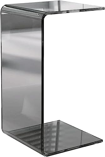 Mesa auxiliar nórdica transparente en forma de C, mesa minimalista de acrílico para salas de estar pequeñas, diseño ligero de lujo, mesa auxiliar rectangular moderna (30 x 30 x 55 cm, color B)