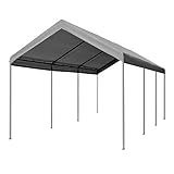 Outsunny 20' L x 10' W Heavy Duty Outdoor Carport Awning/Canopy with Weather-Fighting Material & Anchor Kit, Grey