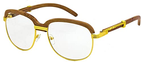 Elite WOOD Art Clear Lens Eyeglasses Unisex Vintage Fashion Aviator Sunglasses (3 PACK: Cherry Clear - Brown - Brown Clear)4