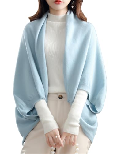 Women's Lightweight Cashmere Shawl Wraps Bat Sleeves Scarf Open Front Sweater Cardigan Poncho Cape Fall Winter