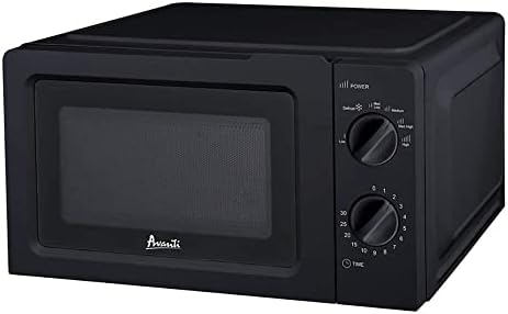 Avanti MM07K1B Microwave Oven 700-Watts Compact Mechanical with 5 Power Settings, Defrost, Full Range Temperature Control and Glass Turntable, Black