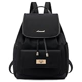LOVEVOOK Rucksack Damen Klein, Leichter Cityrucksack Damen, Mini Backpack Elegant, Tagesrucksack mit Große Wasserflaschentasche, Backpack Women für Arbeit, Alltag, Reise, Uni, Schwarz